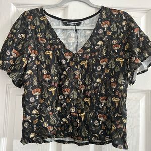 Disturbia Cottage core button down crop top